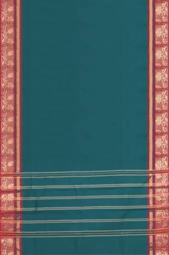 Teal blue & wine maroon chettinad cotton saree with running blouse