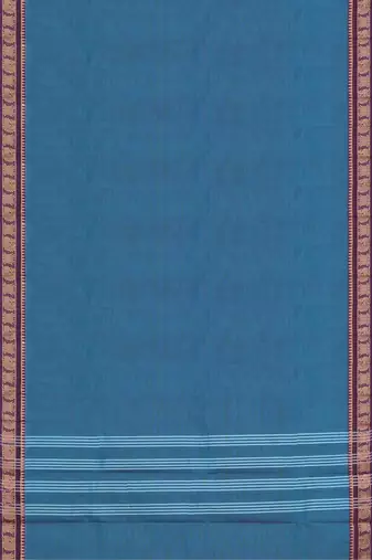 Steel blue & dark plum chettinad cotton saree with running blouse