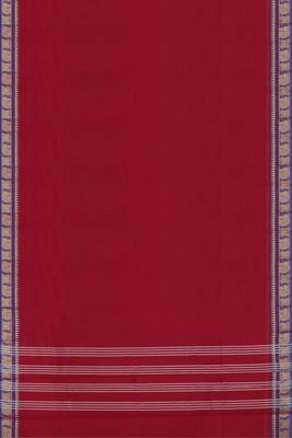 Indian postal/crimson red & royal blue chettinad cotton saree with running blouse 5