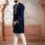 Navy blue embroidered kurta payjama for mens' traditional looks