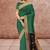 Emerald green & antique gold pochampally ikat cotton saree with running blouse