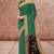 Emerald green & antique gold pochampally ikat cotton saree with running blouse