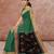 Emerald green & antique gold pochampally ikat cotton saree with running blouse