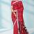 Raspberry red & silver grey pochampally ikat cotton saree with running blouse