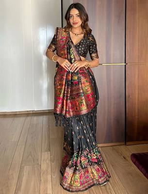 Woven Design Zari Pashmina Banarasi Saree 1