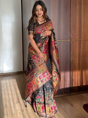 Woven Design Zari Pashmina Banarasi Saree 2
