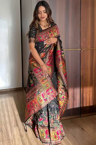 Woven Design Zari Pashmina Banarasi Saree