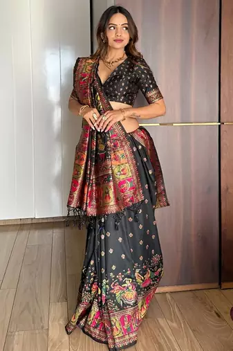 Woven Design Zari Pashmina Banarasi Saree
