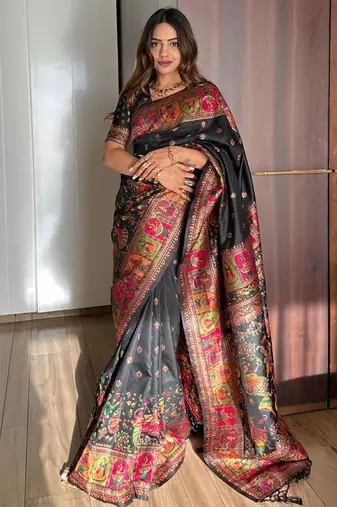 Woven Design Zari Pashmina Banarasi Saree