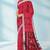 Raspberry red & silver grey pochampally ikat cotton saree with running blouse