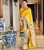 Polka Dots Woven Design Zari Silk Blend Paithani Saree