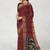 Burnt maroon & antique copper pochampally ikat cotton saree with running blouse