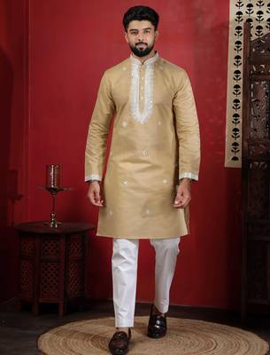 Chikoo embroidered kurta payjama for mens' traditional looks 1