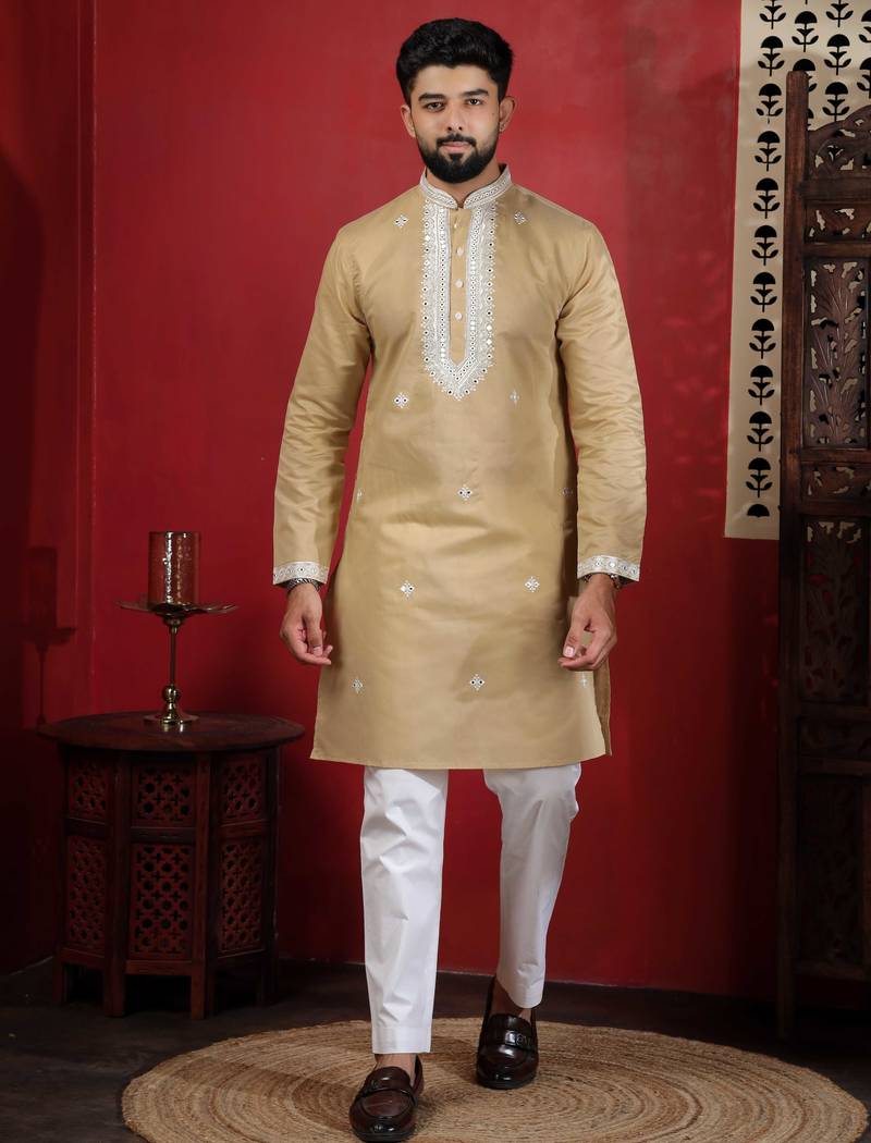 Chikoo embroidered kurta payjama for mens' traditional looks