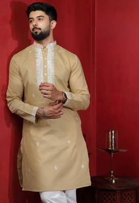 Chikoo embroidered kurta payjama for mens' traditional looks 3