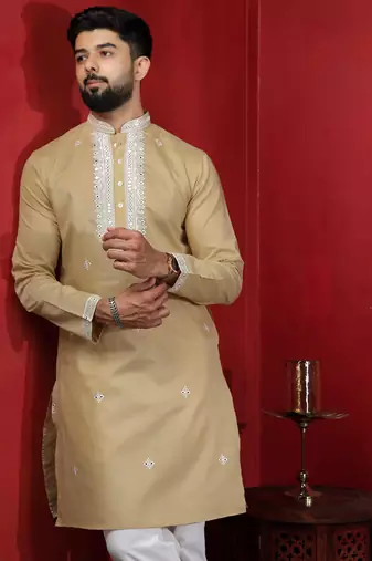 Chikoo embroidered kurta payjama for mens' traditional looks