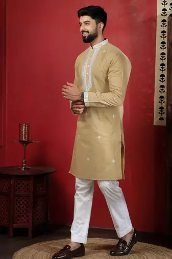 Chikoo embroidered kurta payjama for mens' traditional looks