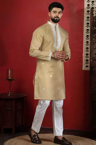 Chikoo embroidered kurta payjama for mens' traditional looks