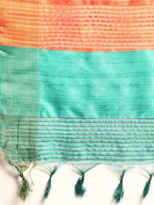 Colourblocked Silk Blend Tussar Saree 5