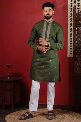 Mahendi embroidered kurta payjama for mens' traditional looks
