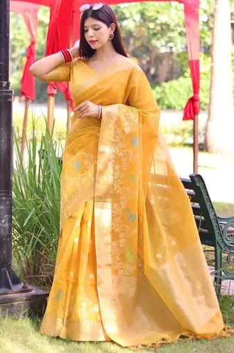Floral Woven Design Zari Mysore Silk Saree