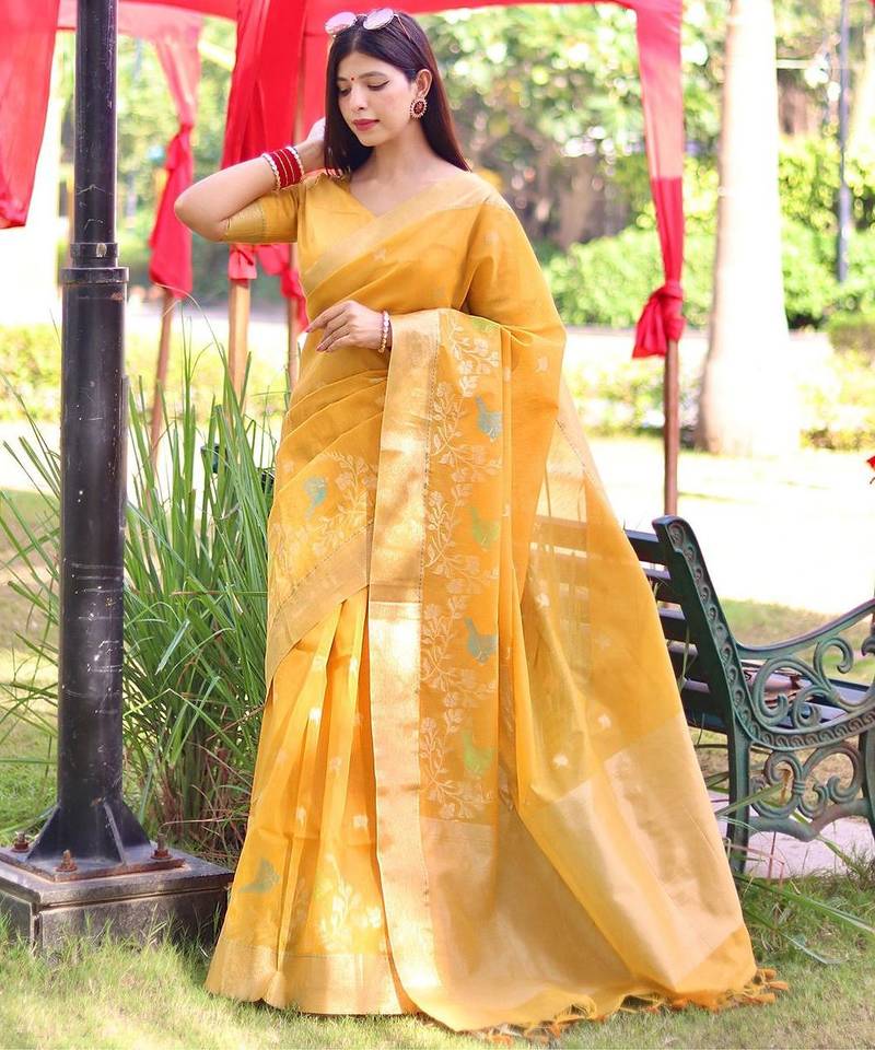 Floral Woven Design Zari Mysore Silk Saree