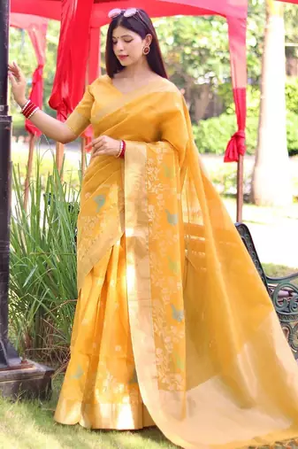 Floral Woven Design Zari Mysore Silk Saree