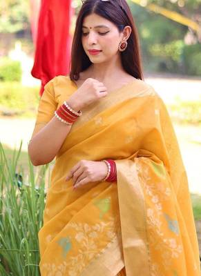 Floral Woven Design Zari Mysore Silk Saree 4
