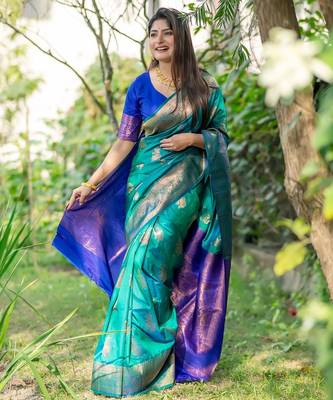 Ethnic Motifs Zari Silk Banarasi Saree 1