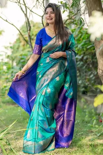 Ethnic Motifs Zari Silk Banarasi Saree