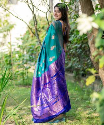 Ethnic Motifs Zari Silk Banarasi Saree 2