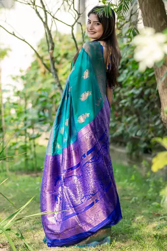 Ethnic Motifs Zari Silk Banarasi Saree