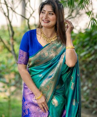 Ethnic Motifs Zari Silk Banarasi Saree 3