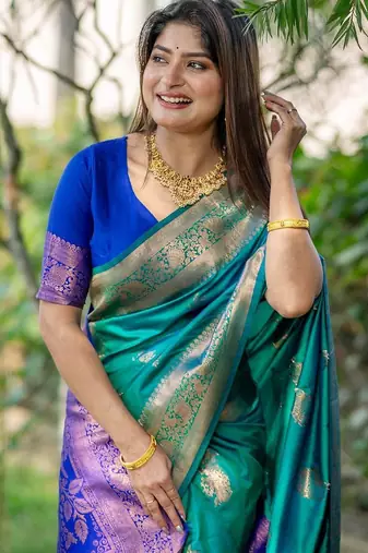 Ethnic Motifs Zari Silk Banarasi Saree