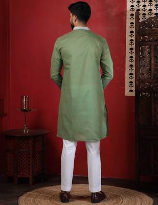 Pista embroidered kurta payjama for mens' traditional looks 2