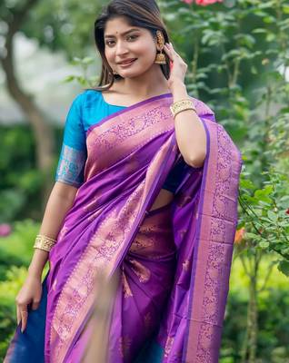 Ethnic Motifs Woven Design Zari Banarasi Saree 1