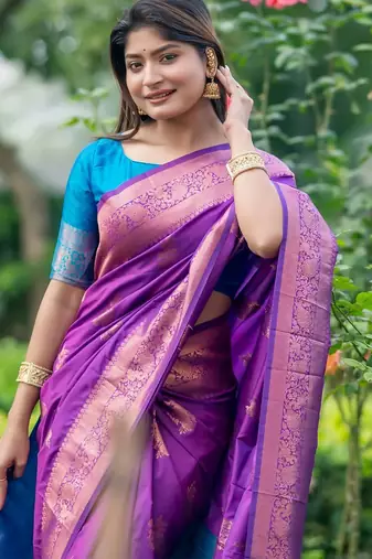 Ethnic Motifs Woven Design Zari Banarasi Saree