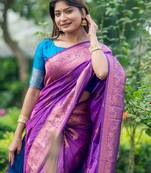 Ethnic Motifs Woven Design Zari Banarasi Saree