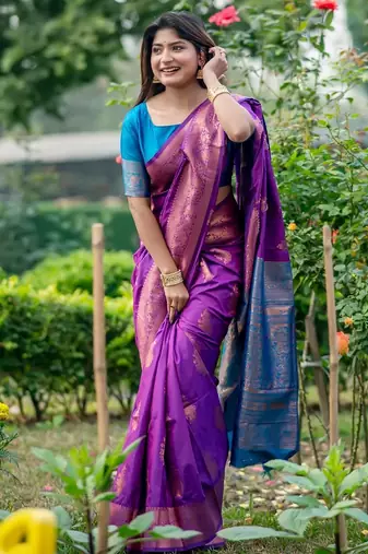 Ethnic Motifs Woven Design Zari Banarasi Saree