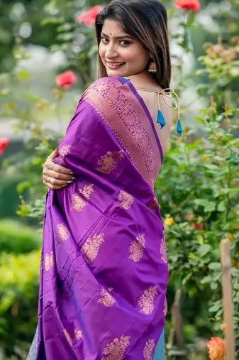 Ethnic Motifs Woven Design Zari Banarasi Saree