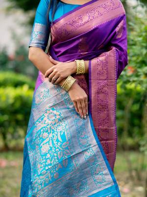 Ethnic Motifs Woven Design Zari Banarasi Saree 4