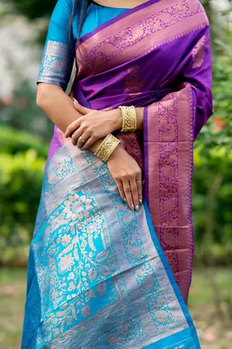 Ethnic Motifs Woven Design Zari Banarasi Saree