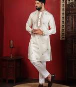 White embroidered kurta payjama for mens' traditional looks