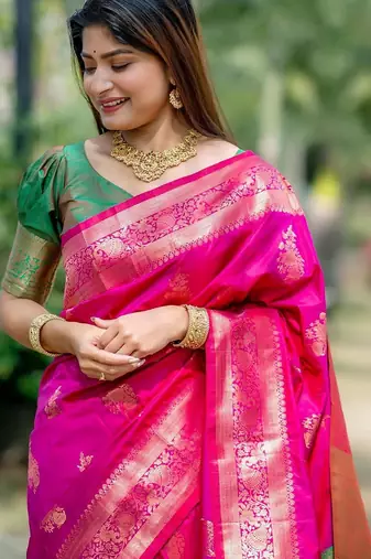 Floral Zari Silk Banarasi Saree
