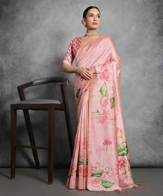 Floral Zari Tussar Saree 1