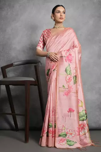 Floral Zari Tussar Saree
