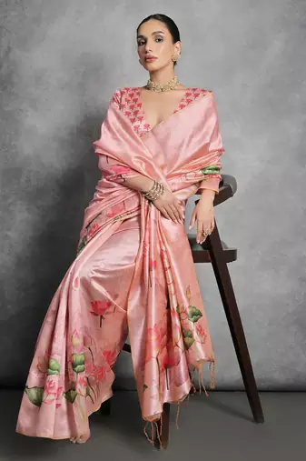 Floral Zari Tussar Saree