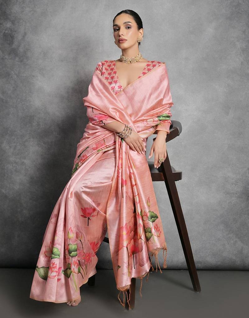 Floral Zari Tussar Saree