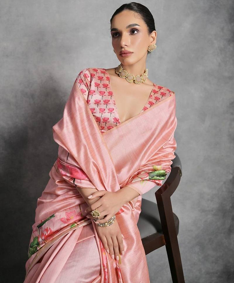 Floral Zari Tussar Saree