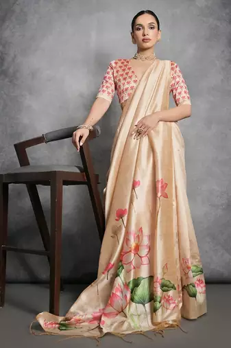 Floral Zari Tussar Saree